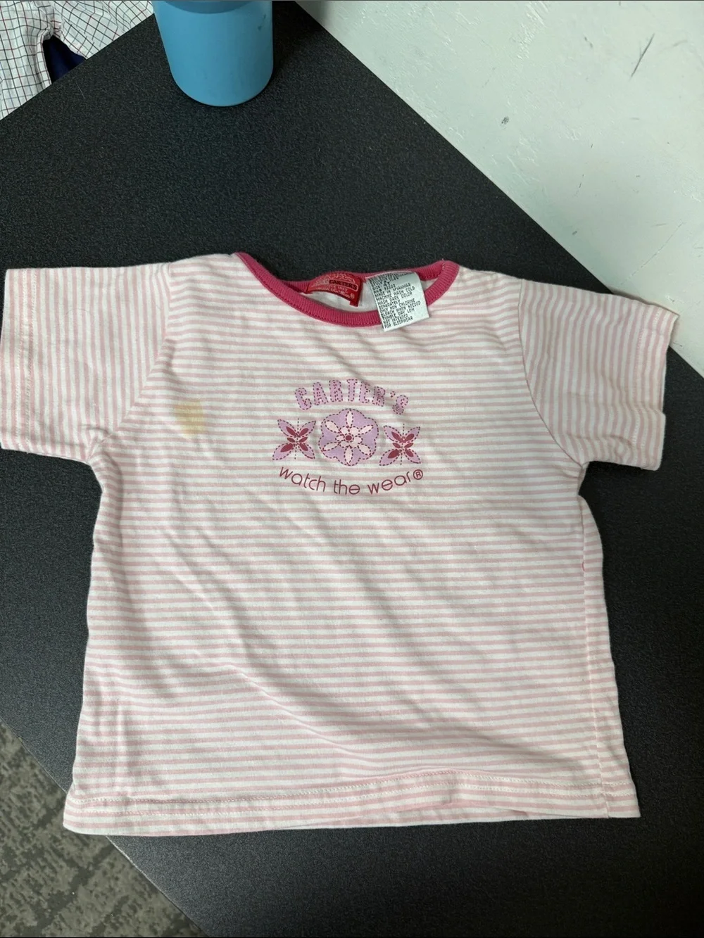 Carter's Pink & White Striped Tee with Floral 90’s
